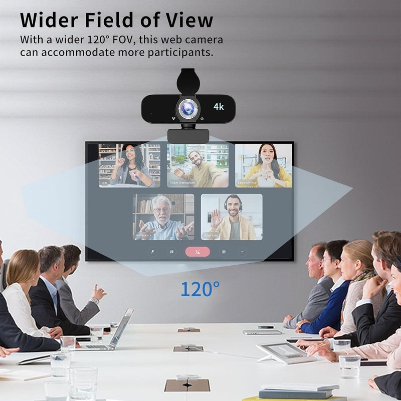Lusinx 4K Webcam Camera for Computer, External Camera with Microphone, USB Plug&Play, Auto Low Light Correction, Privacy Cover, Tripod, Wide Angle for Meeting/Online Video/Zoom - Image 5